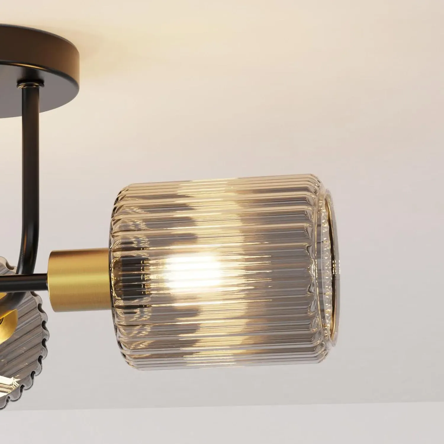 Roman 3 Arm Flush Ceiling Fitting - Smoked Black