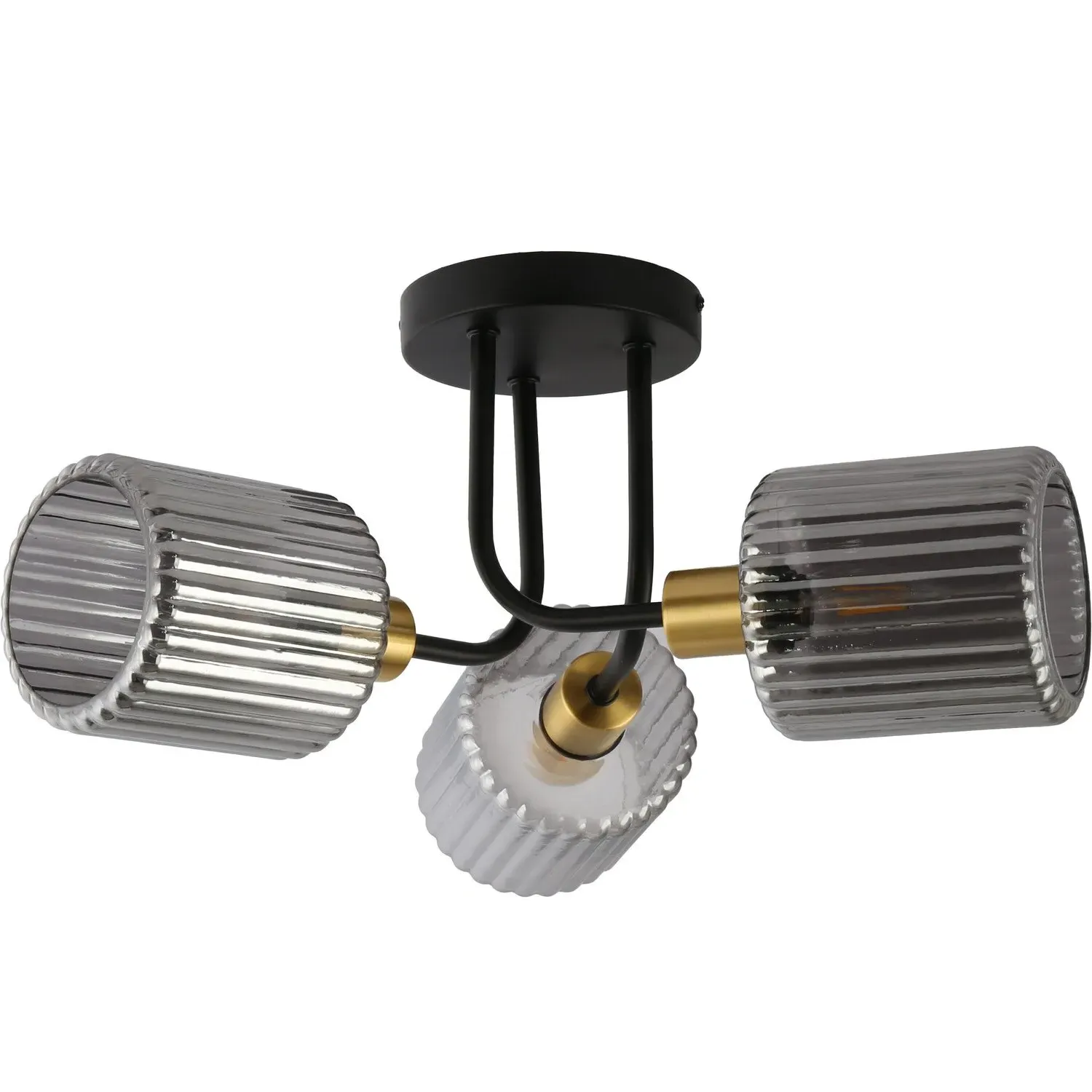 Roman 3 Arm Flush Ceiling Fitting - Smoked Black image
