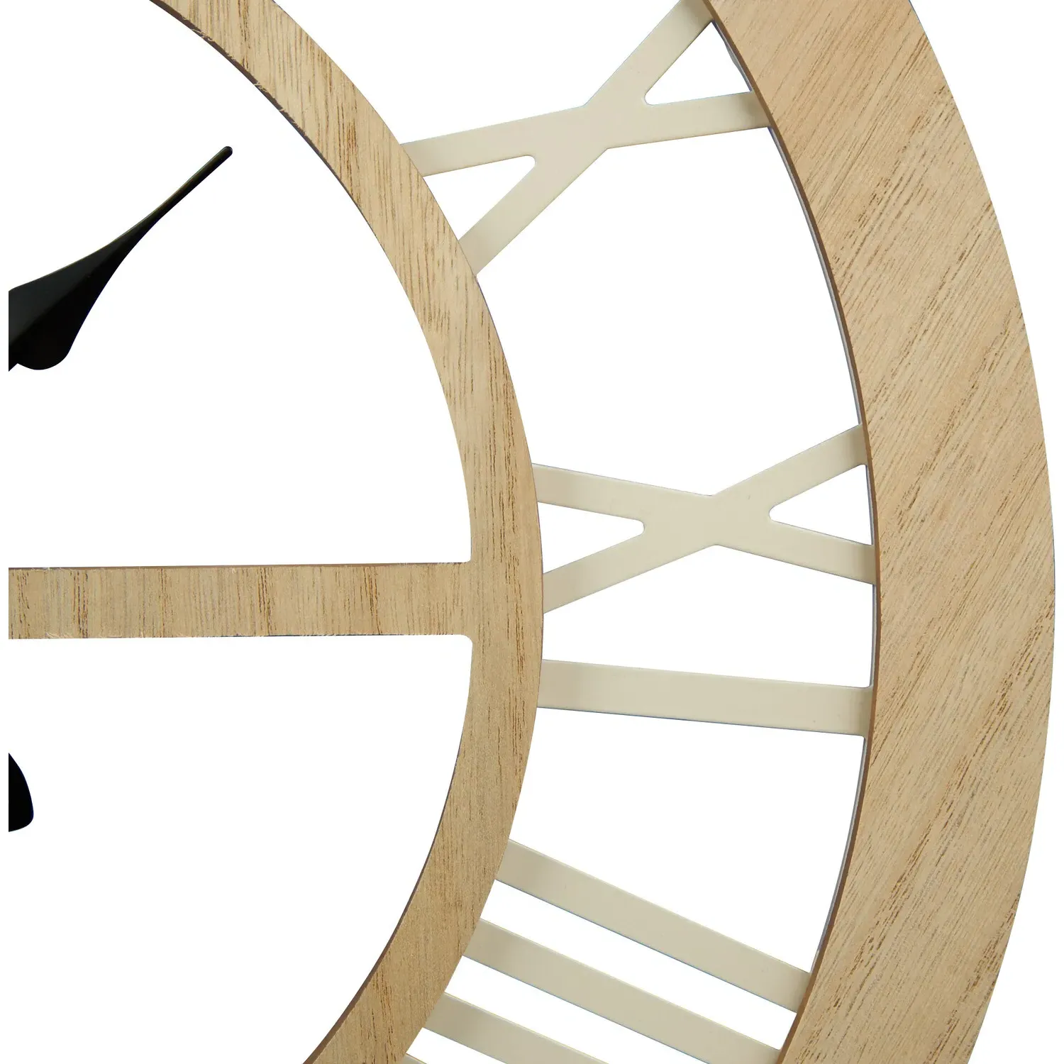 Roman Numeral Round Wall Clock 50cm - Natural, Wood