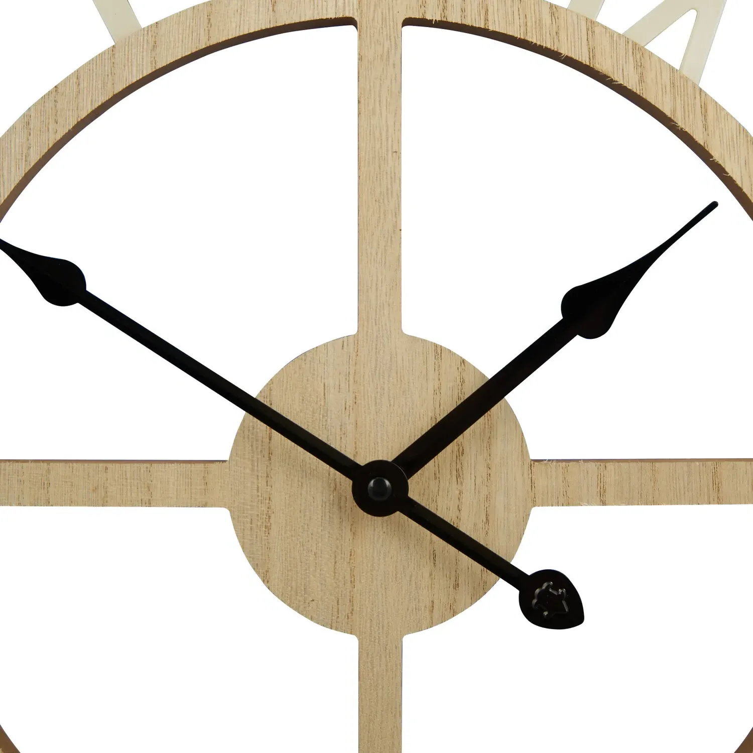 Roman Numeral Round Wall Clock 50cm - Natural, Wood