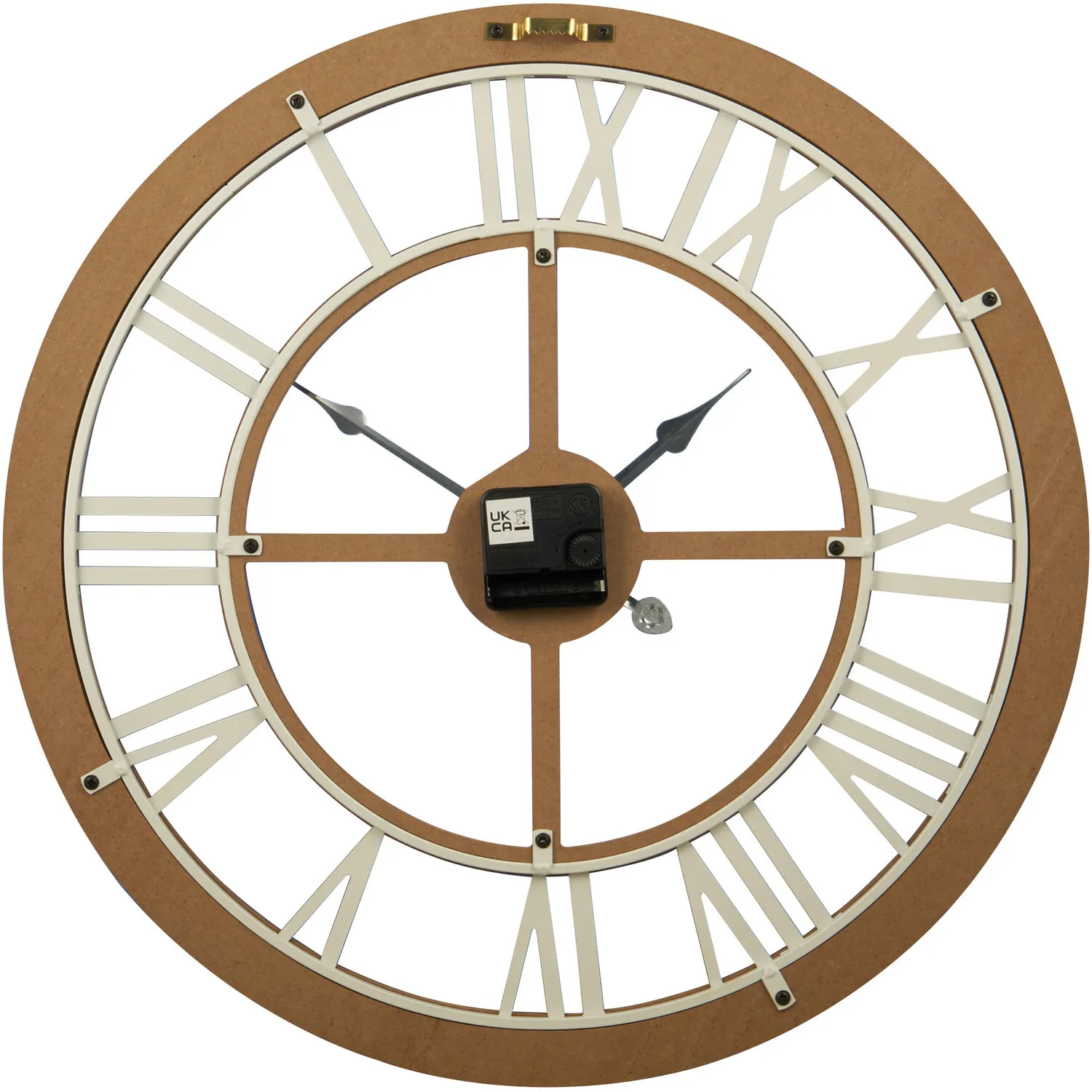 Roman Numeral Round Wall Clock 50cm - Natural, Wood