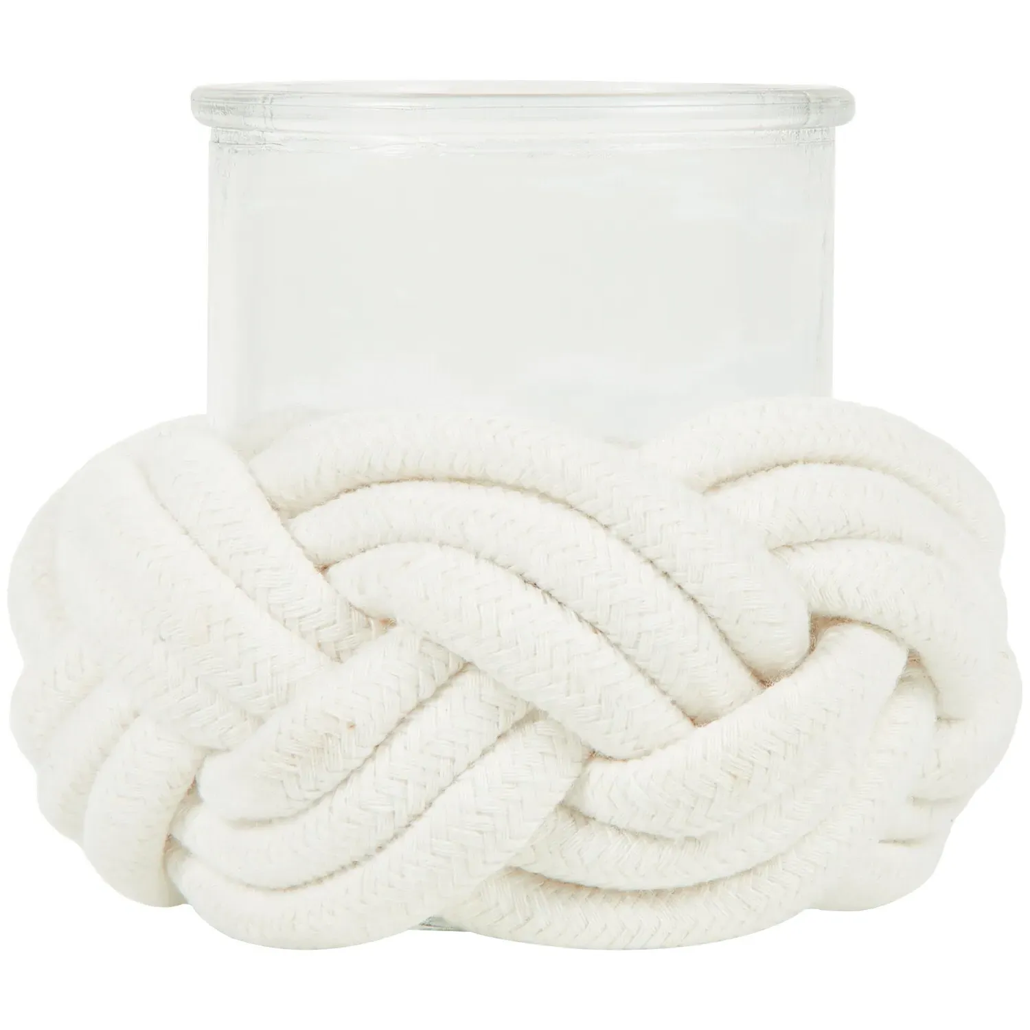 Rope Knot Tealight Holder - Neutral, White