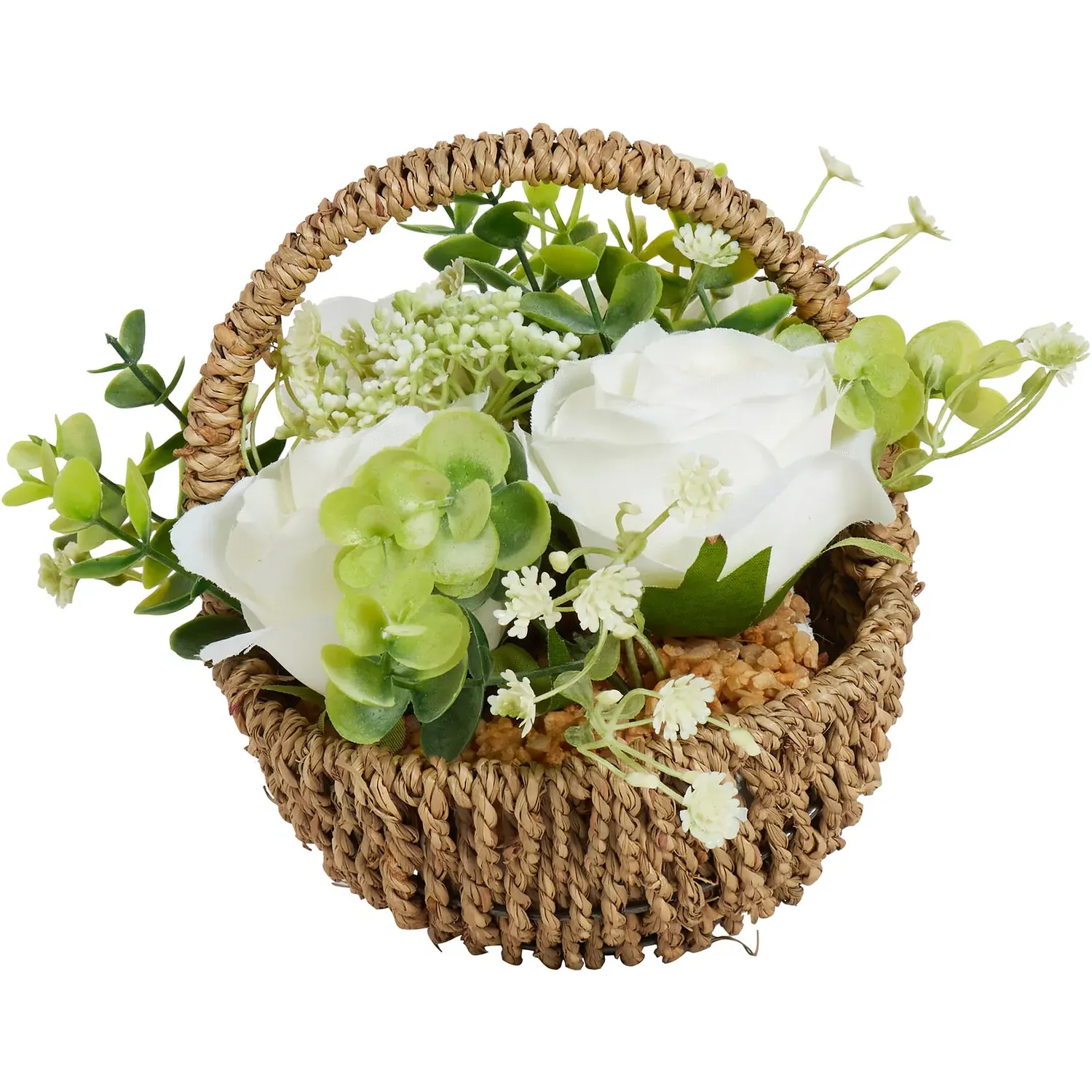 Rose Artificial Flower in Basket - Green