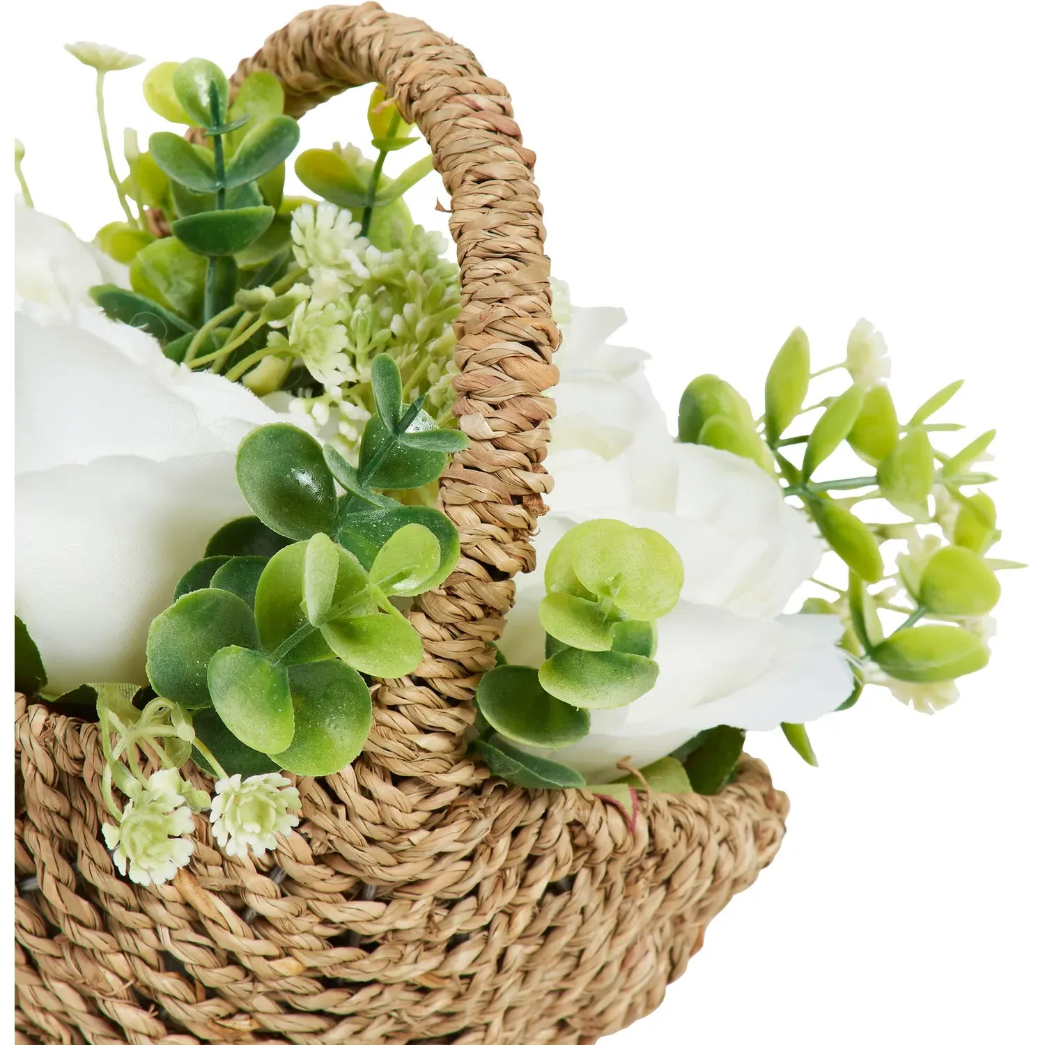 Rose Artificial Flower in Basket - Green