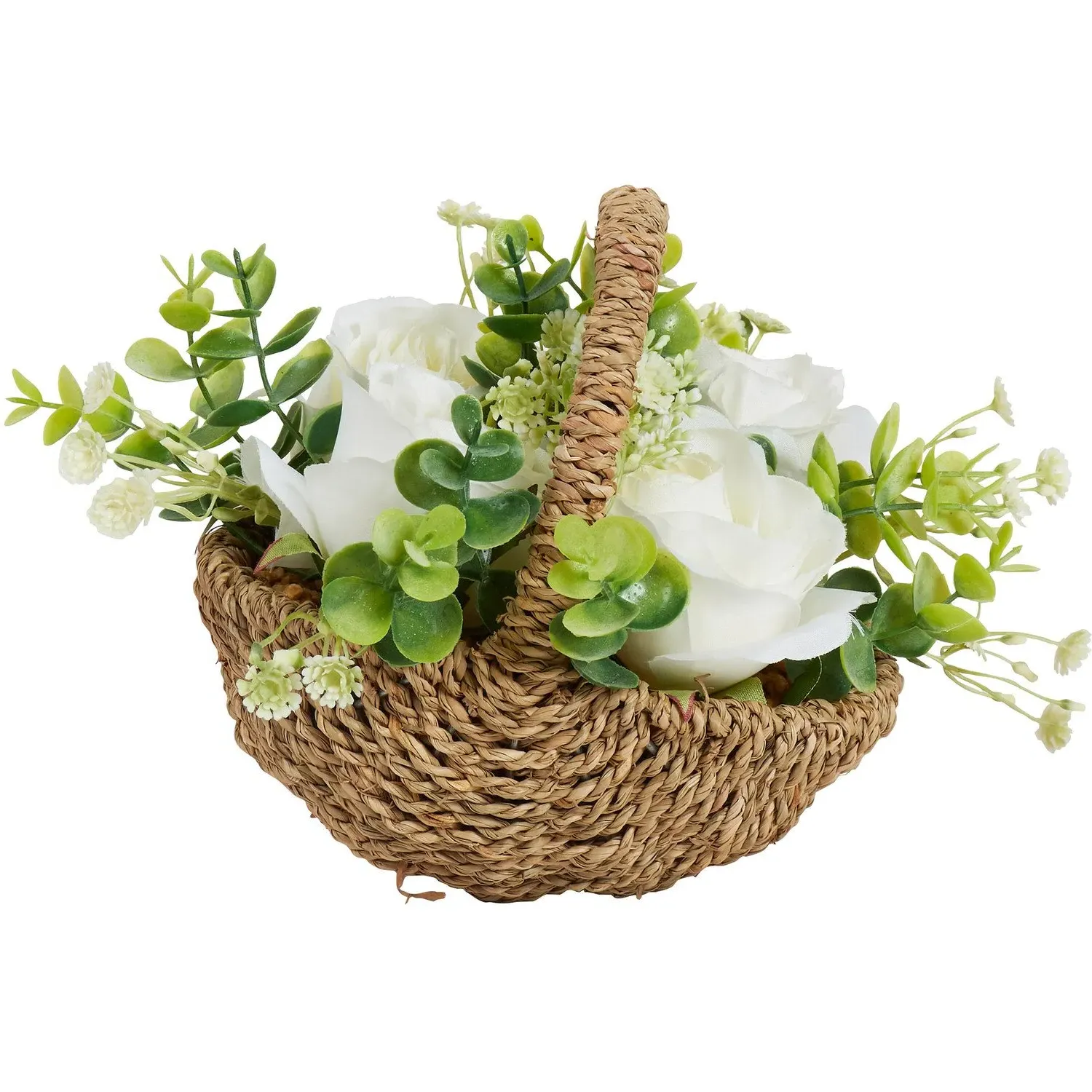 Rose Artificial Flower in Basket - Green