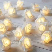 Rose Battery Powered LED String Light - White