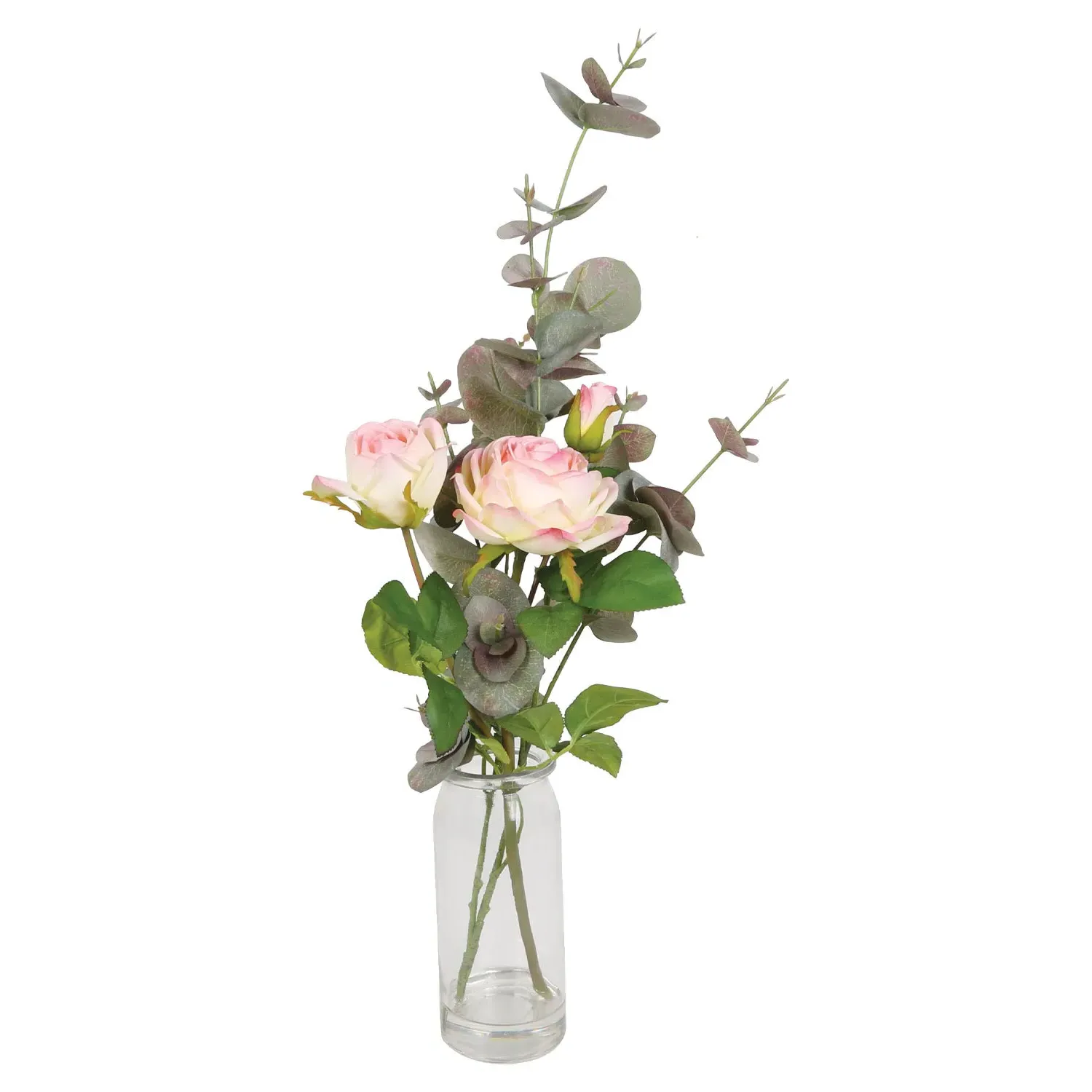 Rose with Eucalyptus in Glass Jar