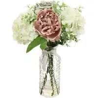 Rosehedge Artificial Flower Arrangement - Pink & Grey, Glass
