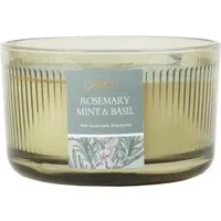Rosemary Mint & Basil Ribbed Candle - White