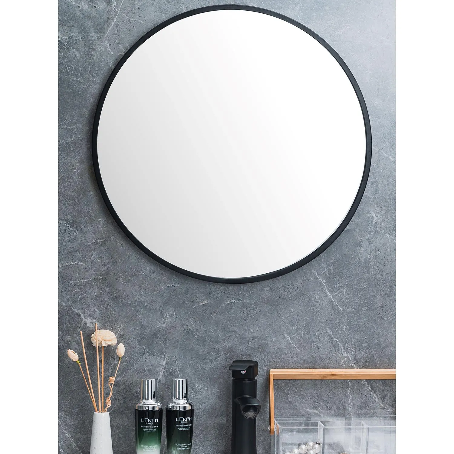 Round Bathroom Mirror - Black