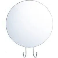 Round Bathroom Mirror with Hooks - Chrome