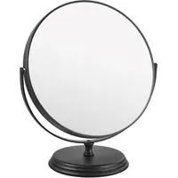 Round Cosmetic Mirror with Magnification - Black