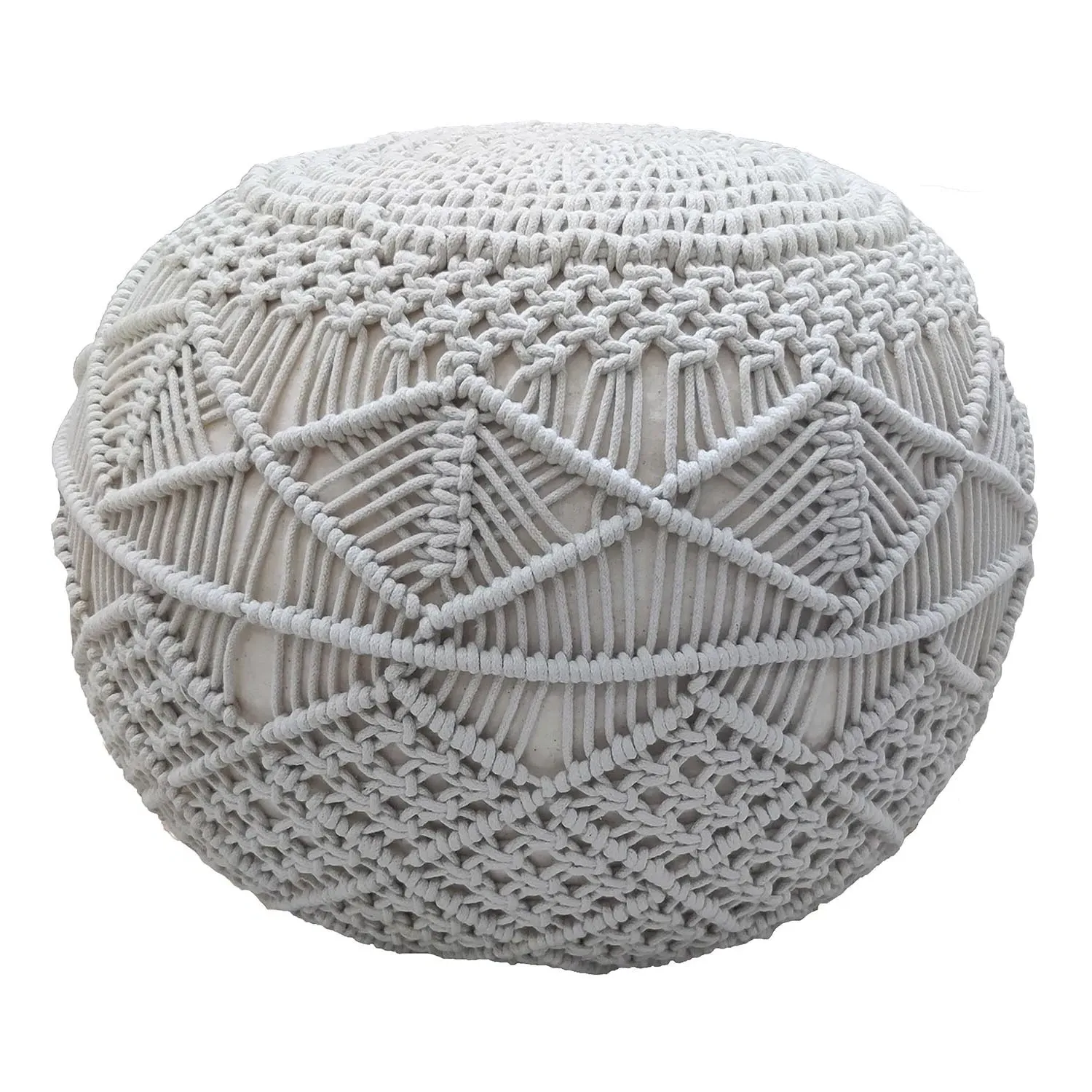 Round Crochet Footstool - Grey