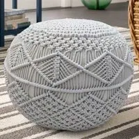 Round Crochet Footstool - Grey