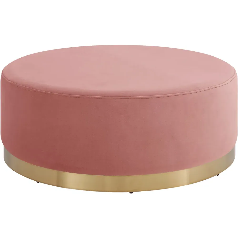 Round Footstool - Blush, Velvet