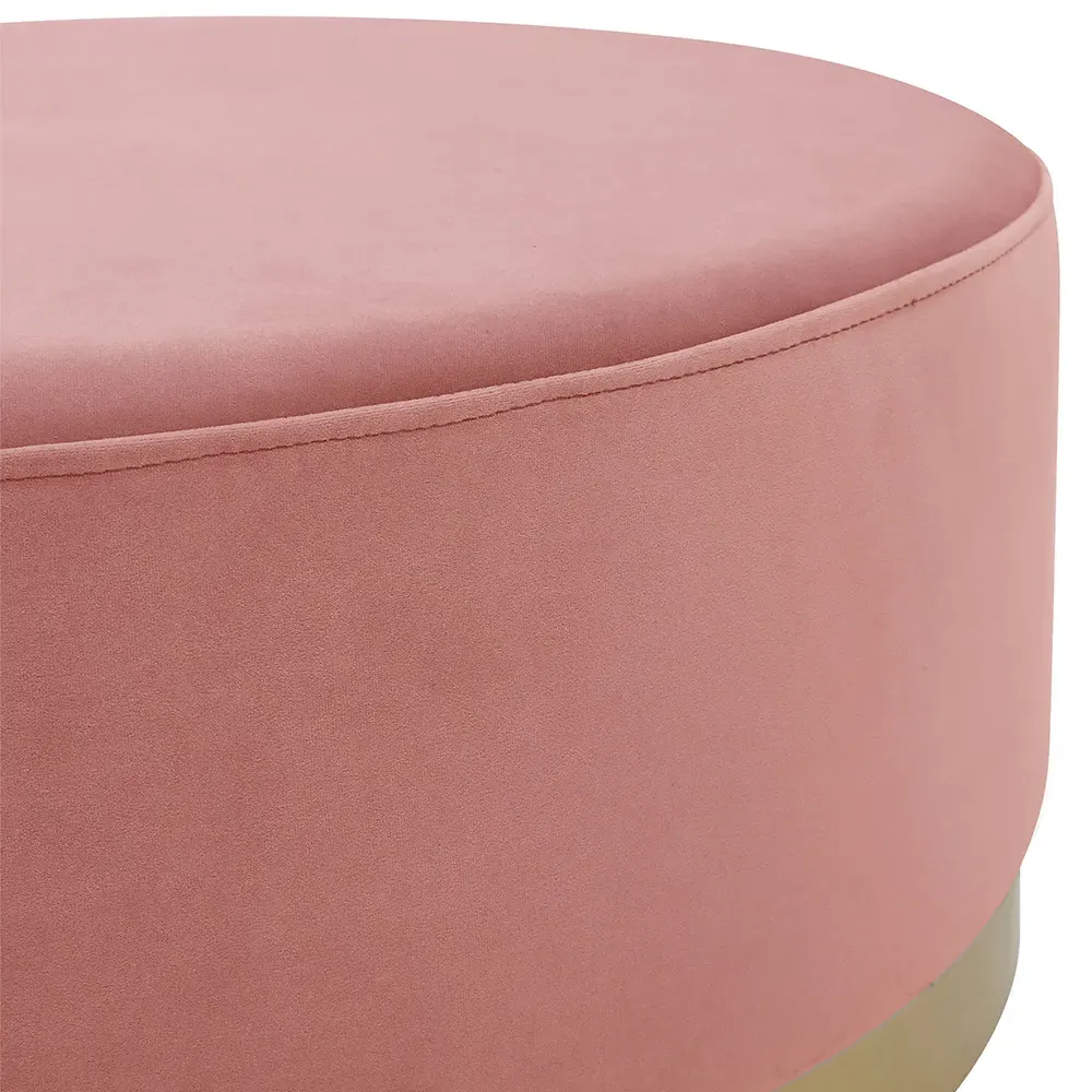 Round Footstool - Blush, Velvet