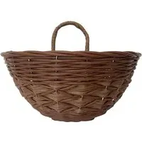 Round Hanging Wall Basket - Brown, Faux Wicker