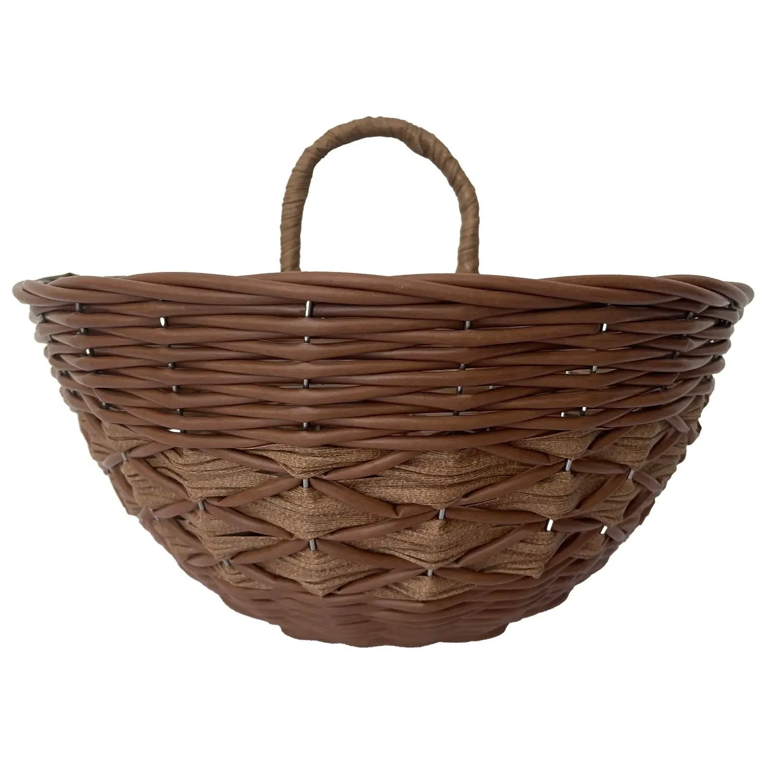 Round Hanging Wall Basket - Brown, Faux Wicker image