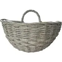Round Hanging Wall Basket - White, Faux Wicker