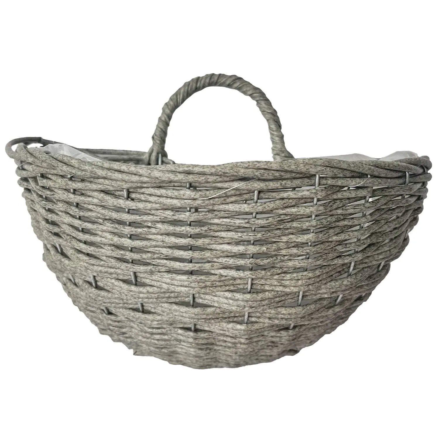 Round Hanging Wall Basket - White, Faux Wicker