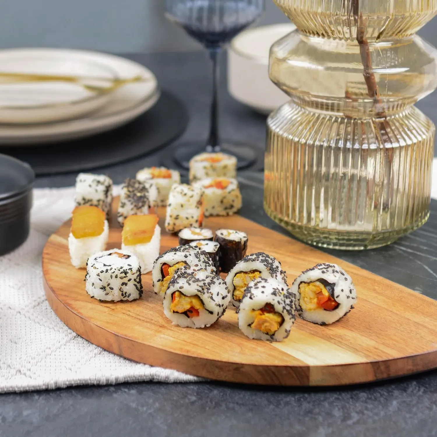 Round Marble Acacia Cutting Board - Black, Marble