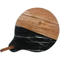 Round Marble Acacia Cutting Board - Black, Marble