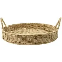 Round Paper Rope Tray with Handles - Brown