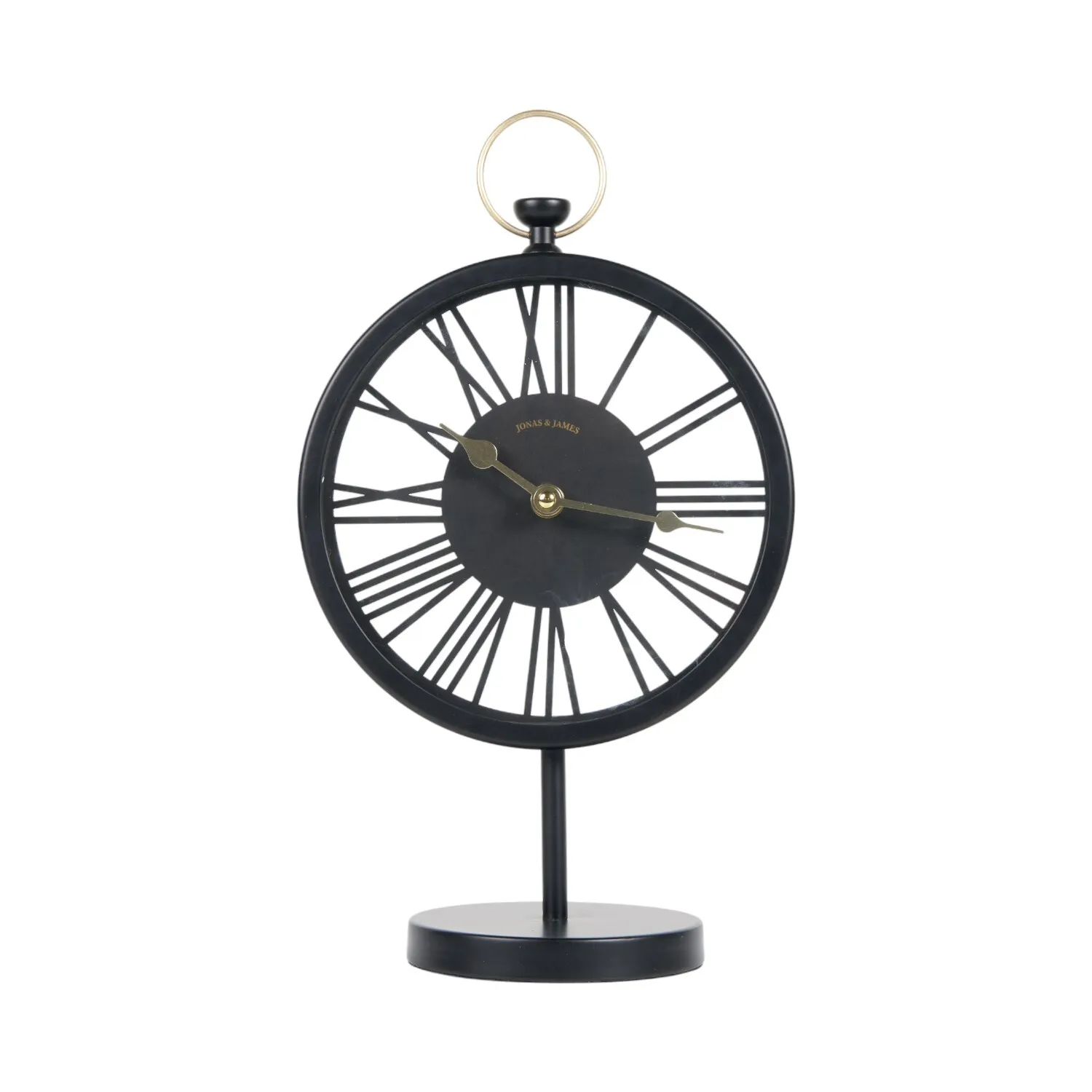 Round Table Clock with Roman Numerals - Black