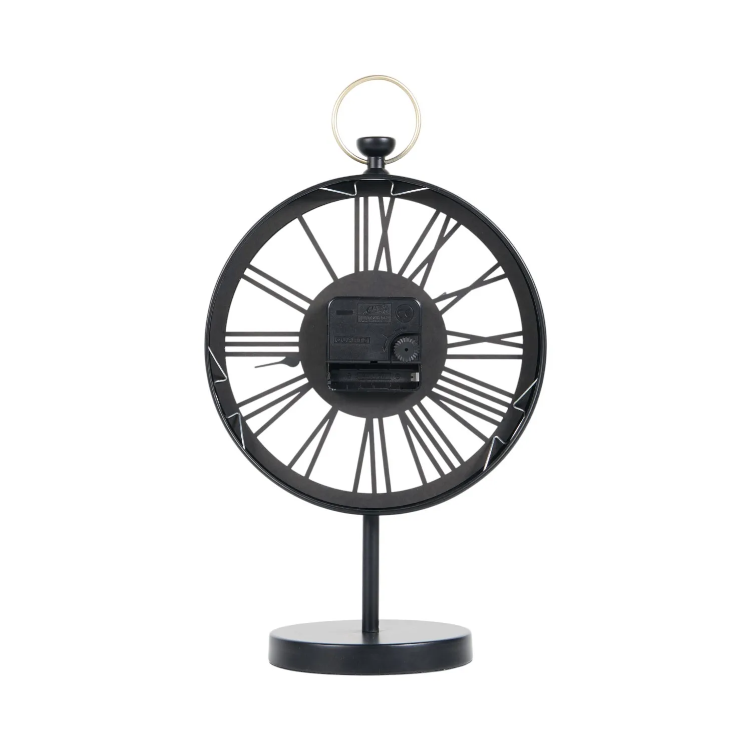 Round Table Clock with Roman Numerals - Black