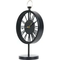 Round Table Clock with Roman Numerals - Black