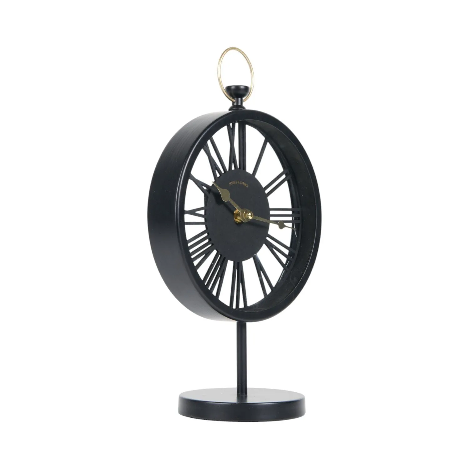 Round Table Clock with Roman Numerals - Black image