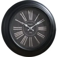Round Wall Clock with Roman Numerals - Black