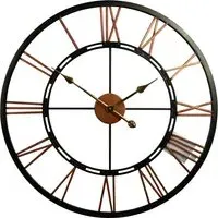 Round Wall Clock with Roman Numerals - Black, Iron