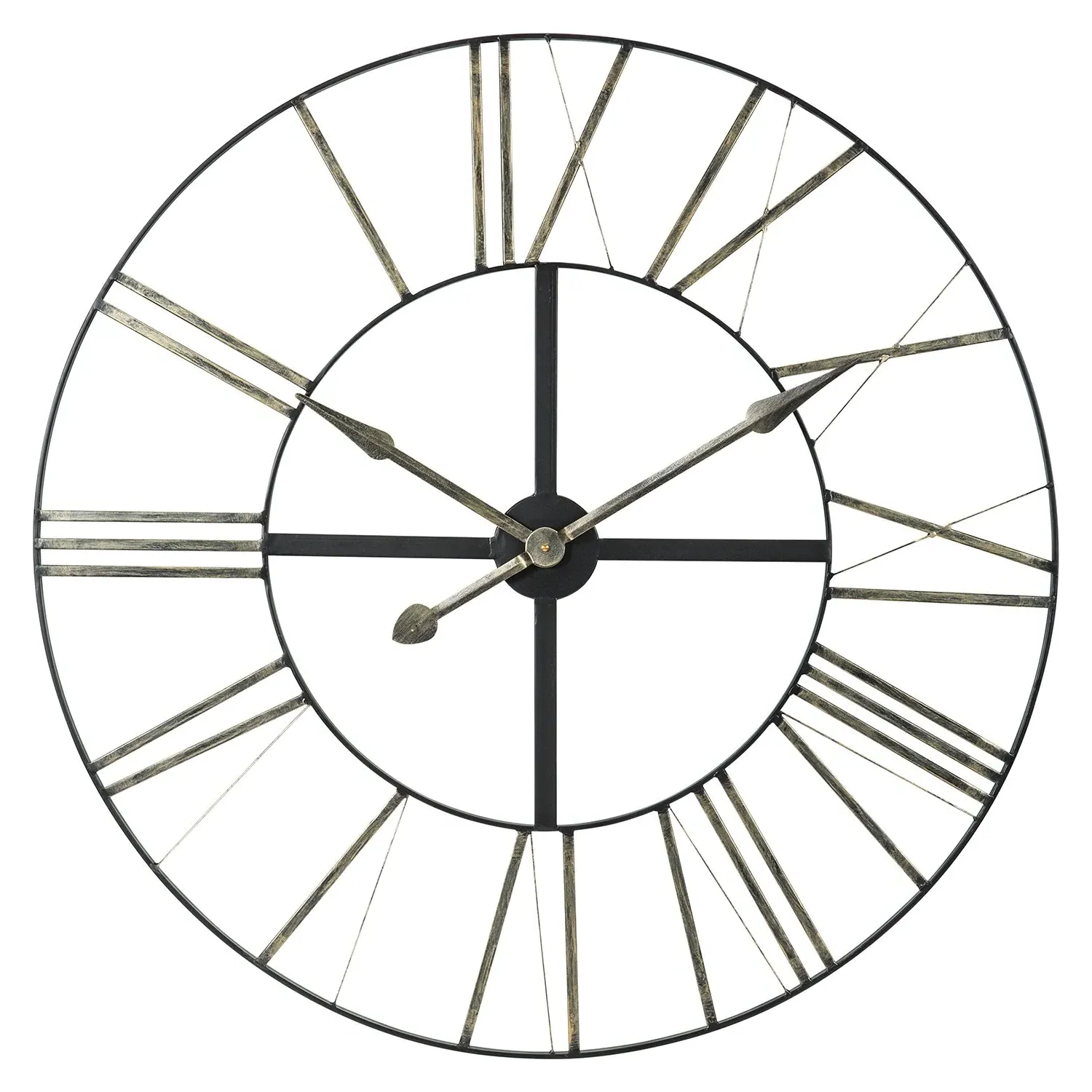Round Wall Clock with Roman Numerals - Black, Iron