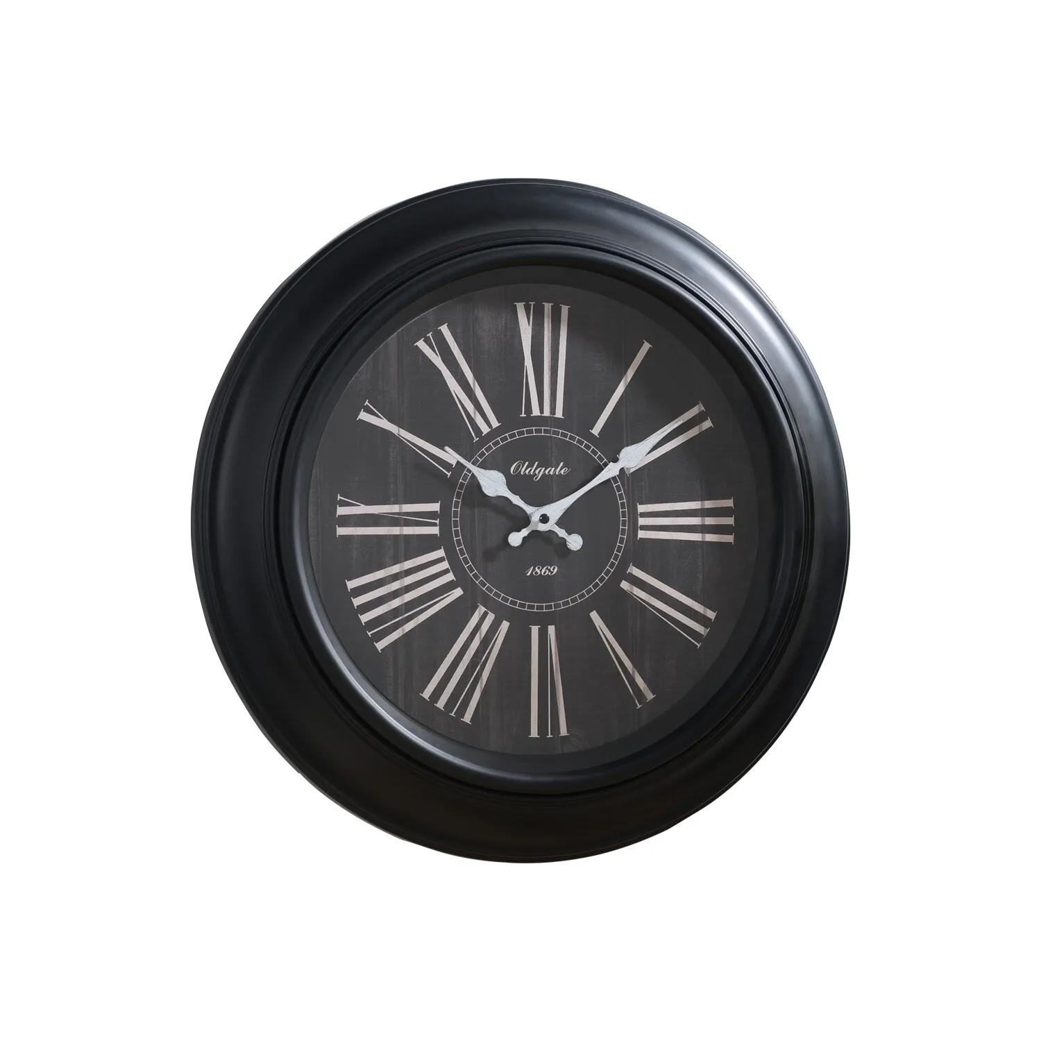 Round Wall Clock with Roman Numerals - Black image