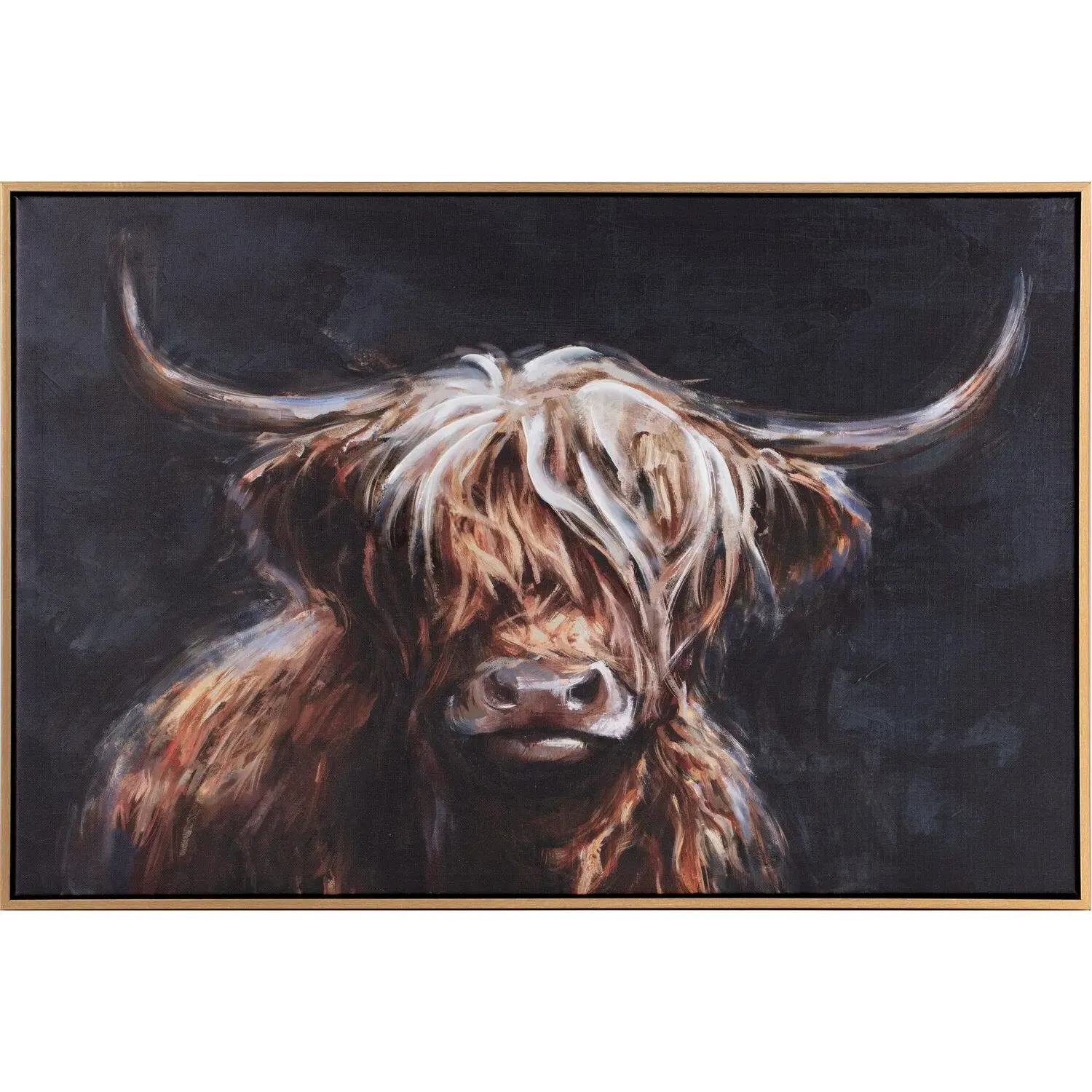 Rusty Highland Cow Framed Art Canvas 60x90cm - Black image