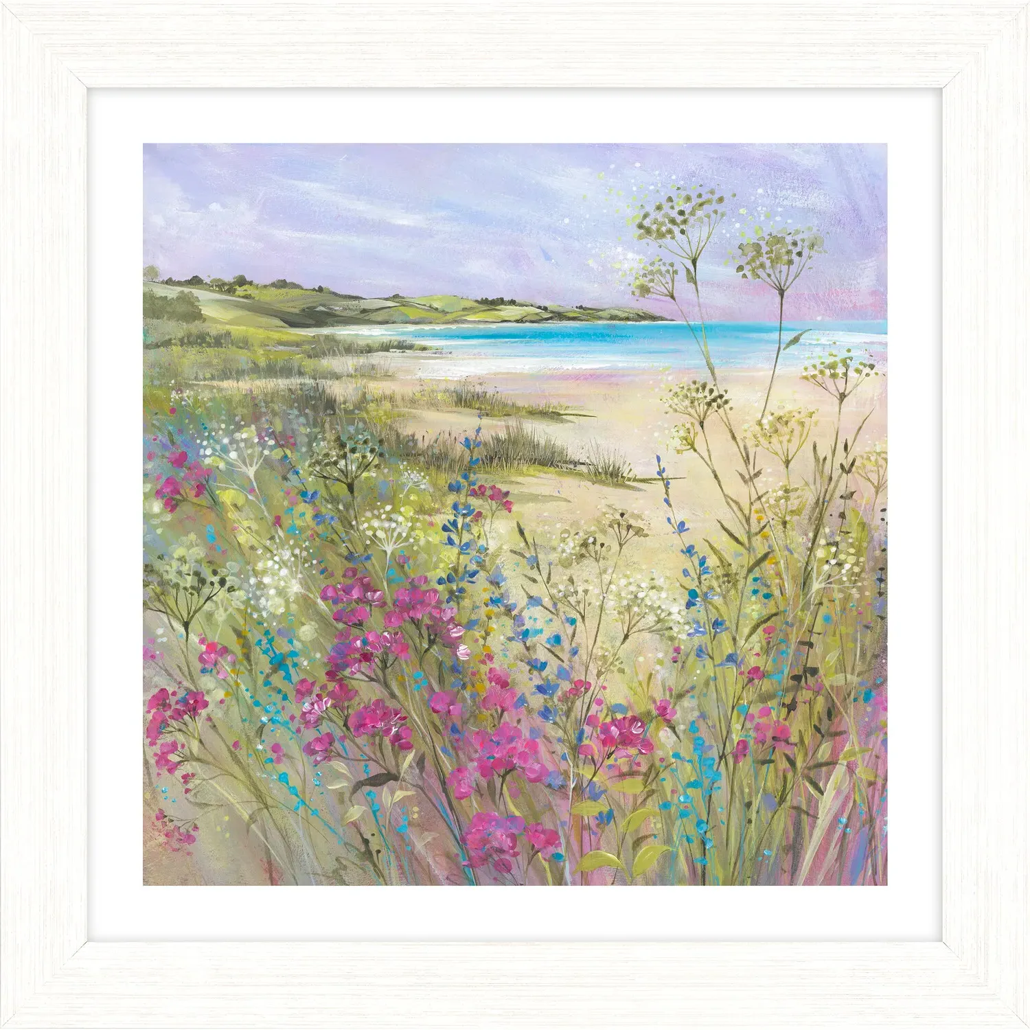 Ruth Parker Beach Walking Framed Wall Art - 42 x 42cm