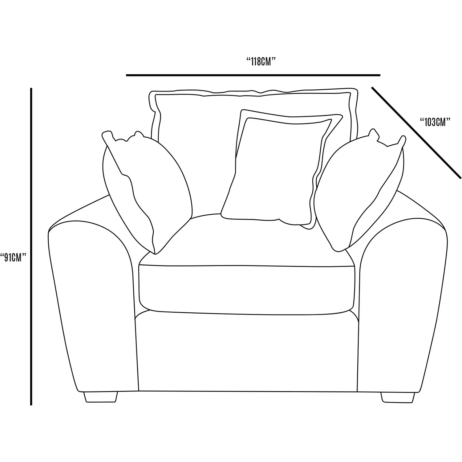 Ryder Armchair - Blue, Fabric