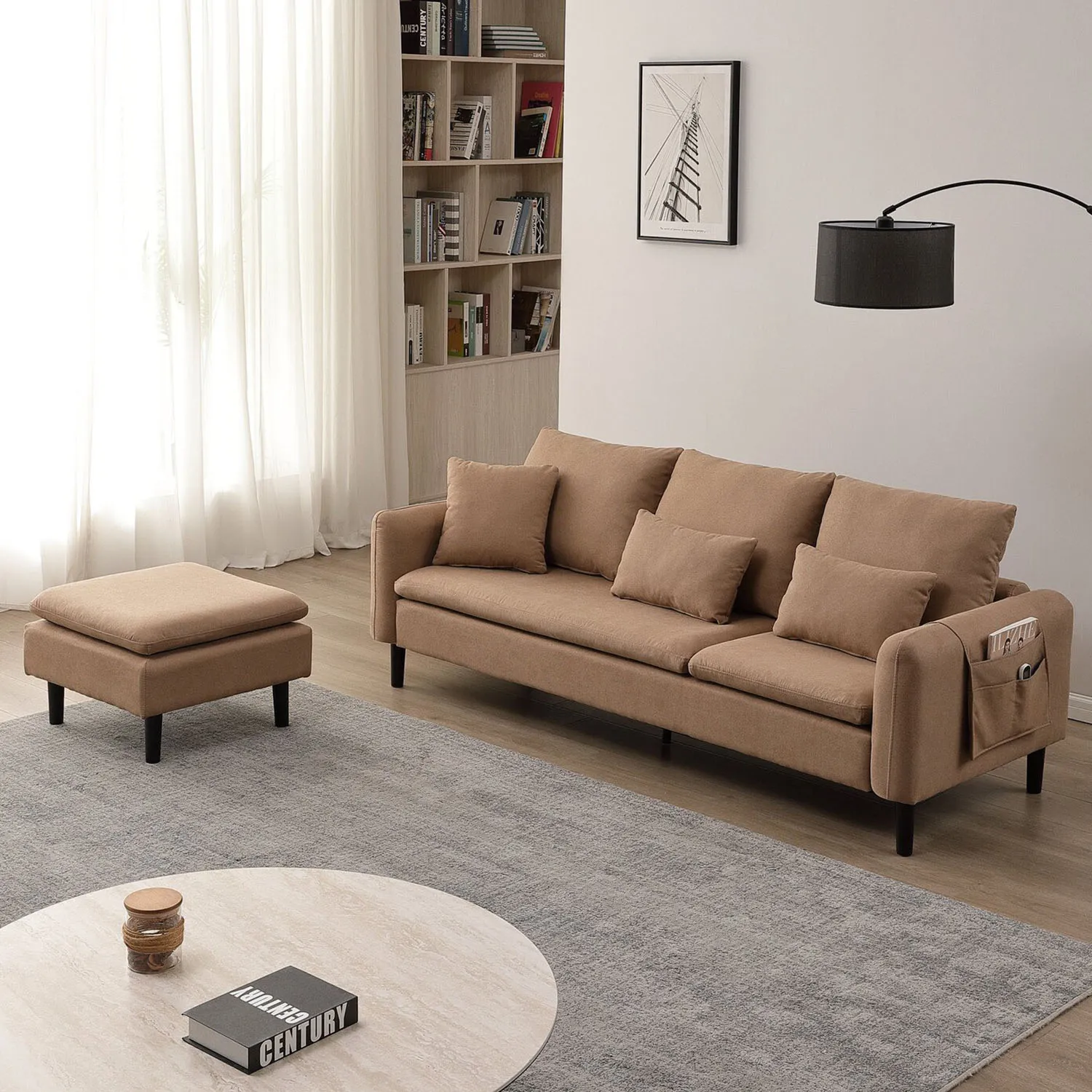 Sable 3-Seater Sofa - Brown, Fabric