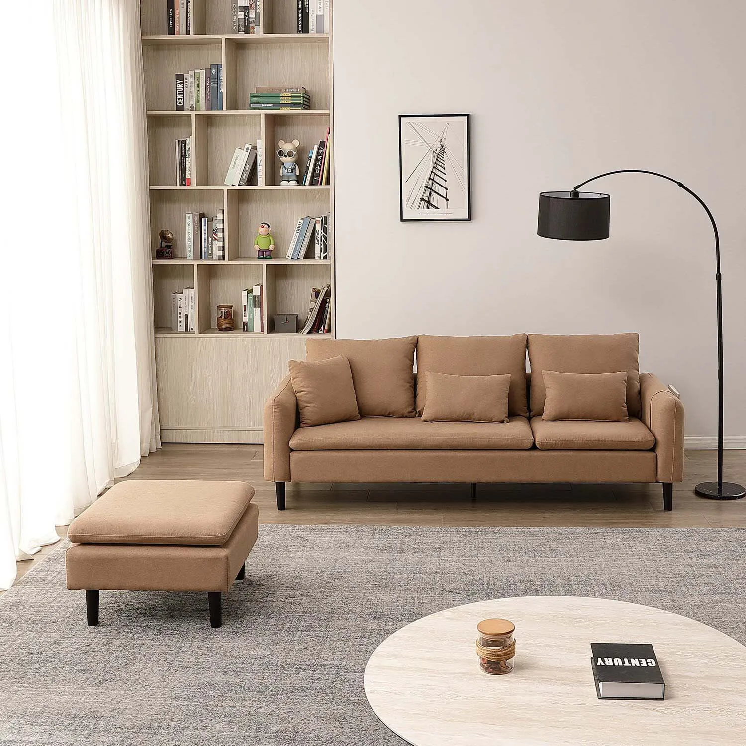 Sable 3-Seater Sofa - Brown, Fabric