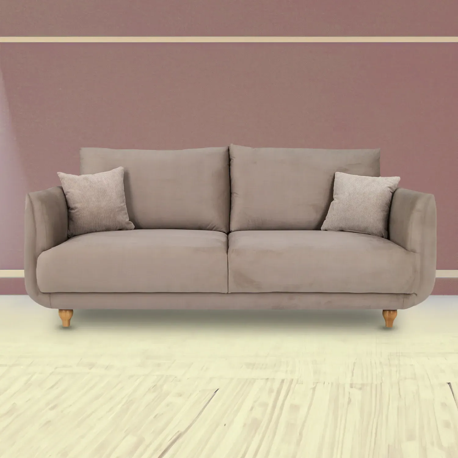 Safa 3-Seater Sofa - Beige, Fabric