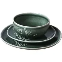 Sage Embossed Decal Dinner Set 12 Piece - Green, Stoneware