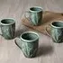 Sage Embossed Decal Mug Set 4 Pack - Green, Stoneware