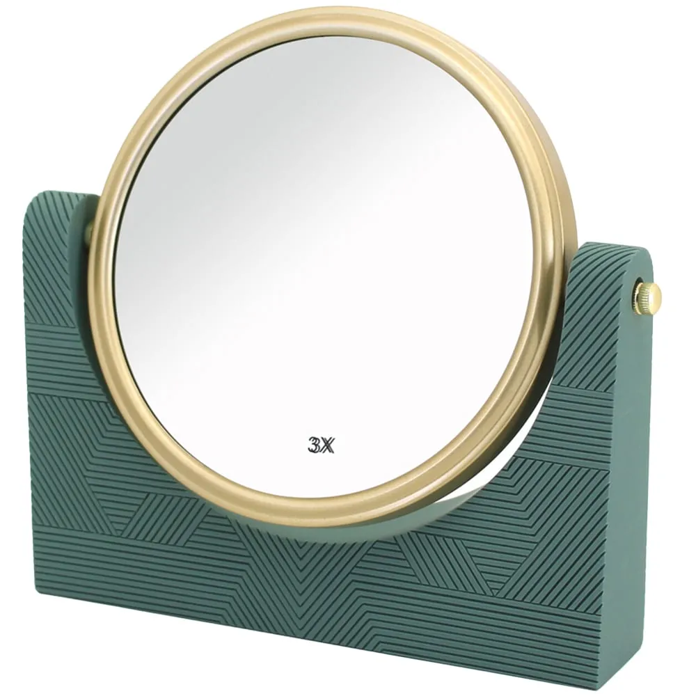 Sage Wood Geo Round Vanity Mirror - Sage image