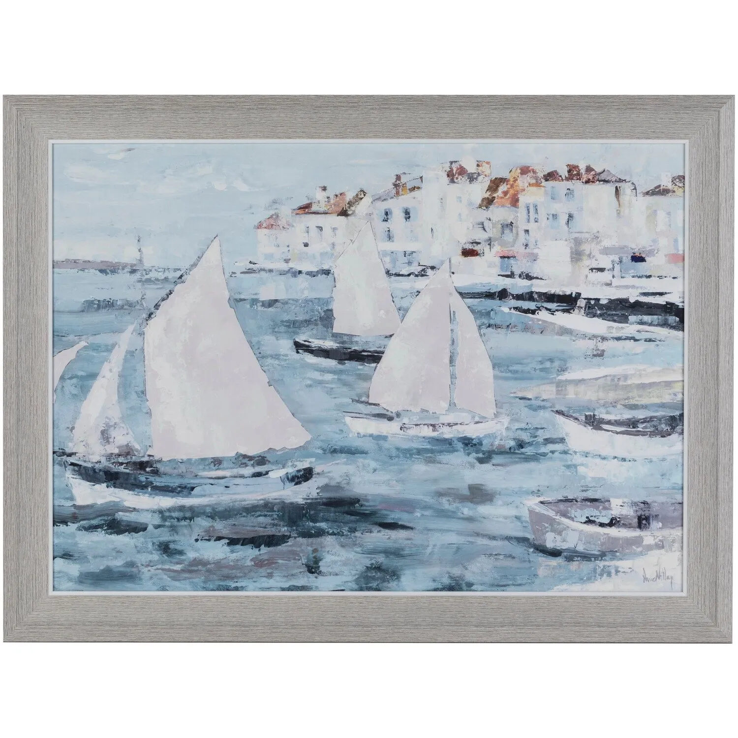 Sailing By The Sea Framed Wall Art - Blue