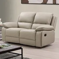 Salerno 2-Seater Recliner Sofa - Light Grey, Leather