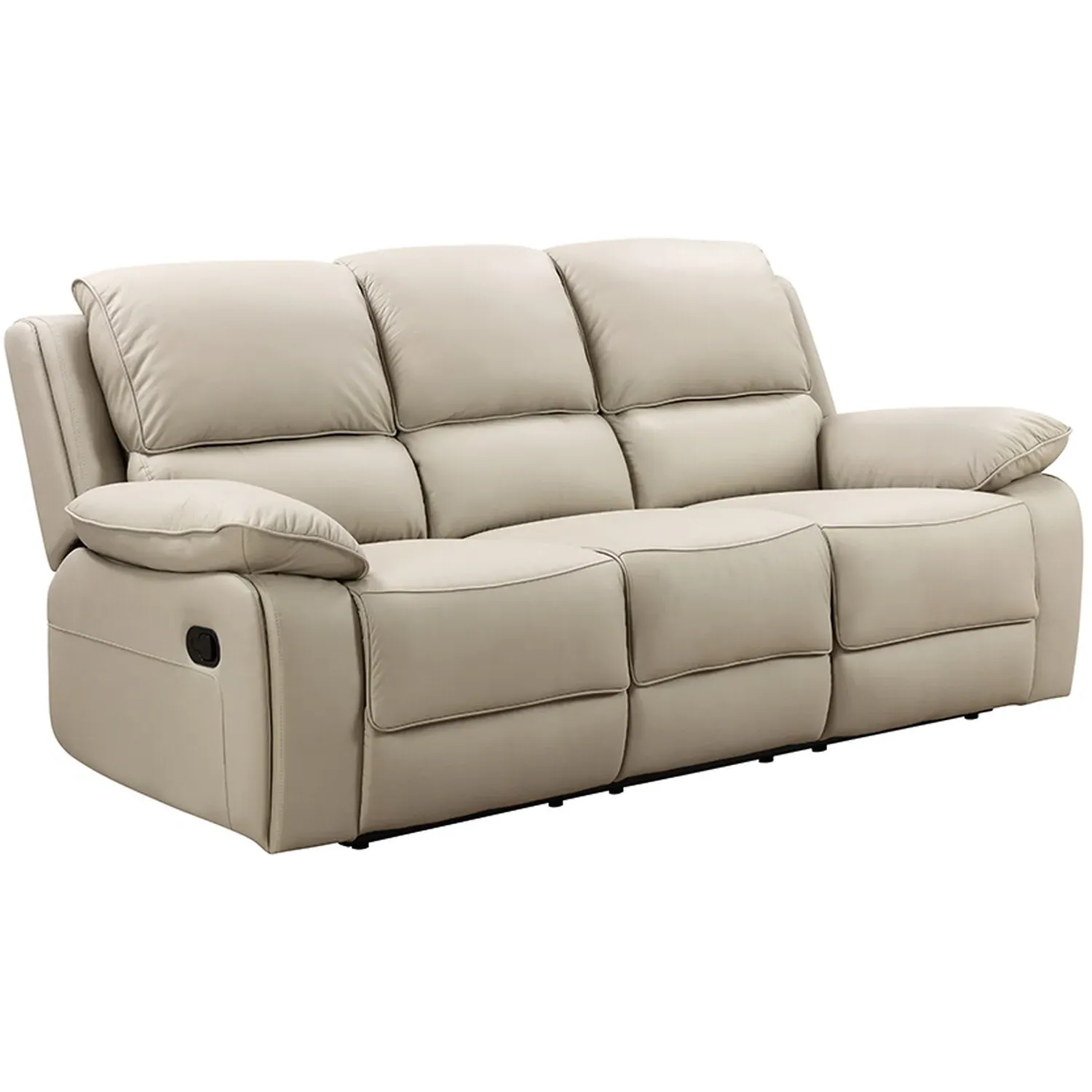 Salerno 3-Seater Recliner Sofa - Light Grey, Leather