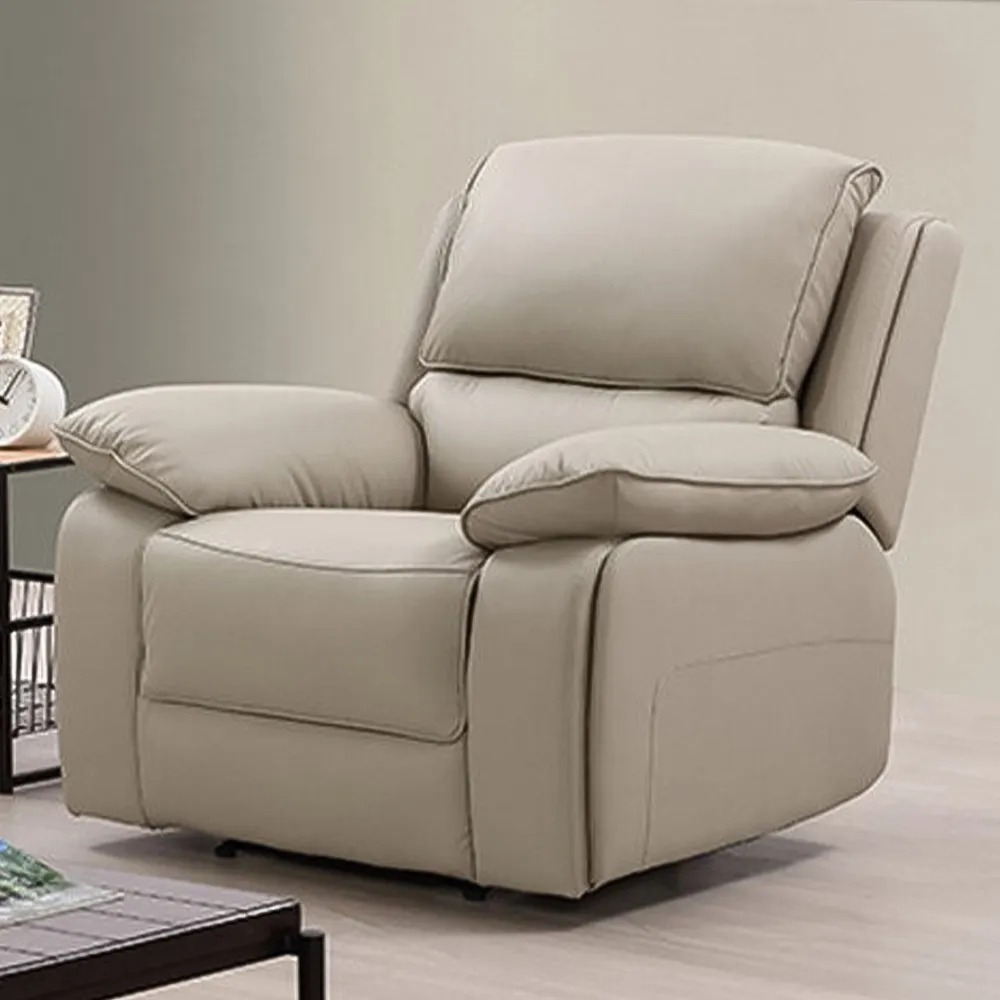 Salerno Recliner Armchair - Light Grey, Leather image