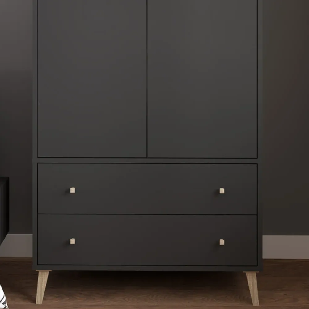 Salford 2 Door 2 Drawer Wardrobe - Black