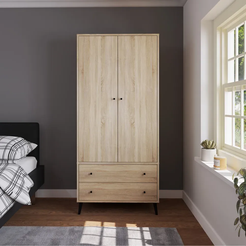 Salford 2 Door 2 Drawer Wardrobe - Sonoma Oak